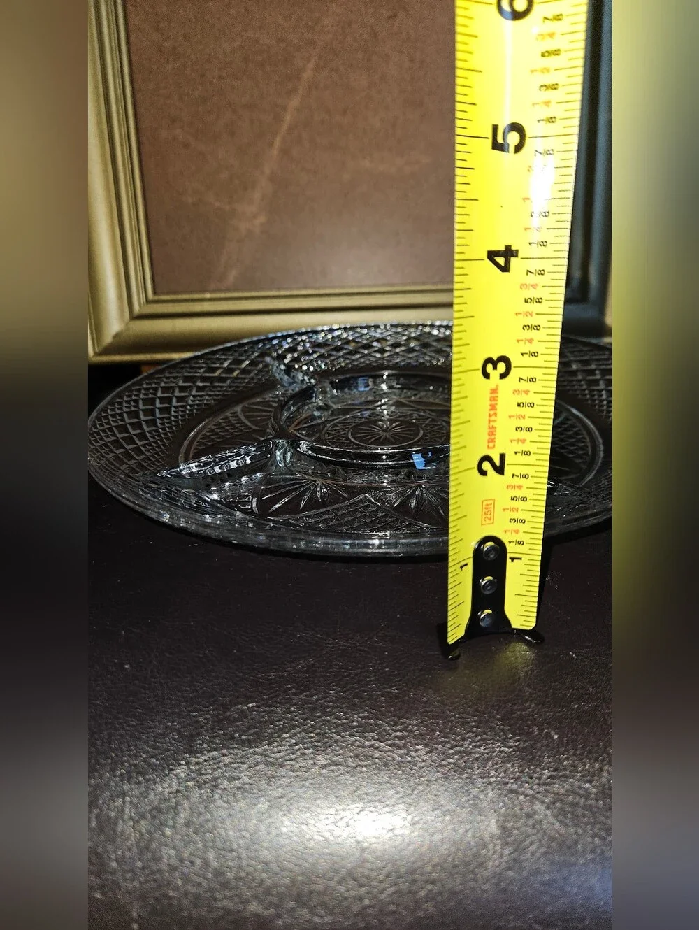 Cristal D'Arques Antique Clear Round 5 Part Relish Set Cut Etch Tray Dish 10